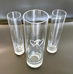 Wedding 3 Piece Unity Sand Ceremony Set Etched Glass Vases Couples Anniversary
