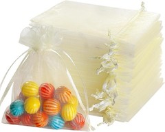 Versatile 100 Organza Bags in Pastel Yellow – Sleek Satin Drawstring Design