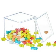 Small Acrylic Box with Lid Square Cube Transparent 2.2 x 2.2 x 2.2 Inch Clear