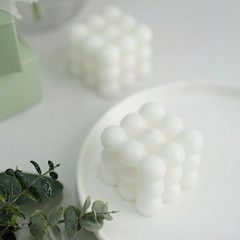 2 WHITE Bubble Cube Unscented Paraffin Wax CANDLES Wedding Centerpieces Events