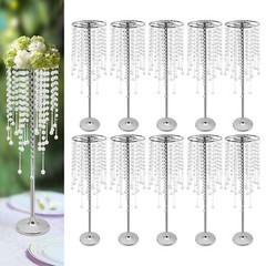 10pcs Crystal Flower Stands 75cm Flower Holder Wedding Table Decor Silver