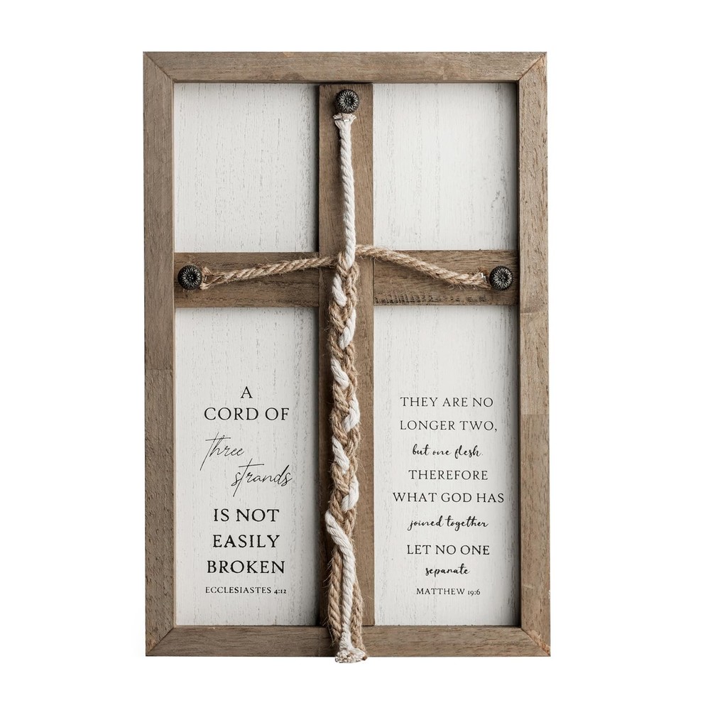 A Cord of Three Strands Wedding Ceremony Sign Elegant Trinity Braid Cross for…