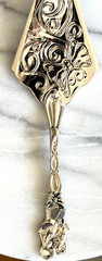 Vintage Silver Tone Cake Pie Server Butterfly Floral Scroll Handle Dessert Slice