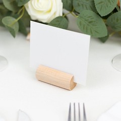 NATURAL 10 Cylindrical 2″ Wood PLACE CARD HOLDER Table Number Stands Party Event