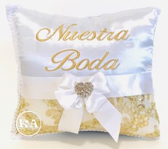 NEW! Wedding Kneeling Pillow Set White Silver – Cojines para Boda en Blanco