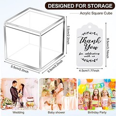50 Pcs Acrylic Boxes 2.2 x 2.2 x 2.2 Inch Clear Wedding Guest Favor
