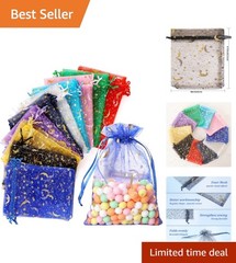 100 Luxurious Moon Star Organza Gift Bags – Ideal for Weddings & Special Events