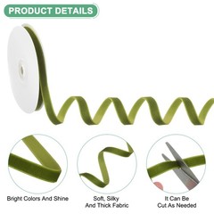 Velvet Ribbon 10 Yards 3/8″ Wide Nylon Fabric Ribbons Olive Green