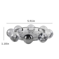 Crystal Bubble Candle Dish, Round Pillar Candle Holder Plate Stand for Gray