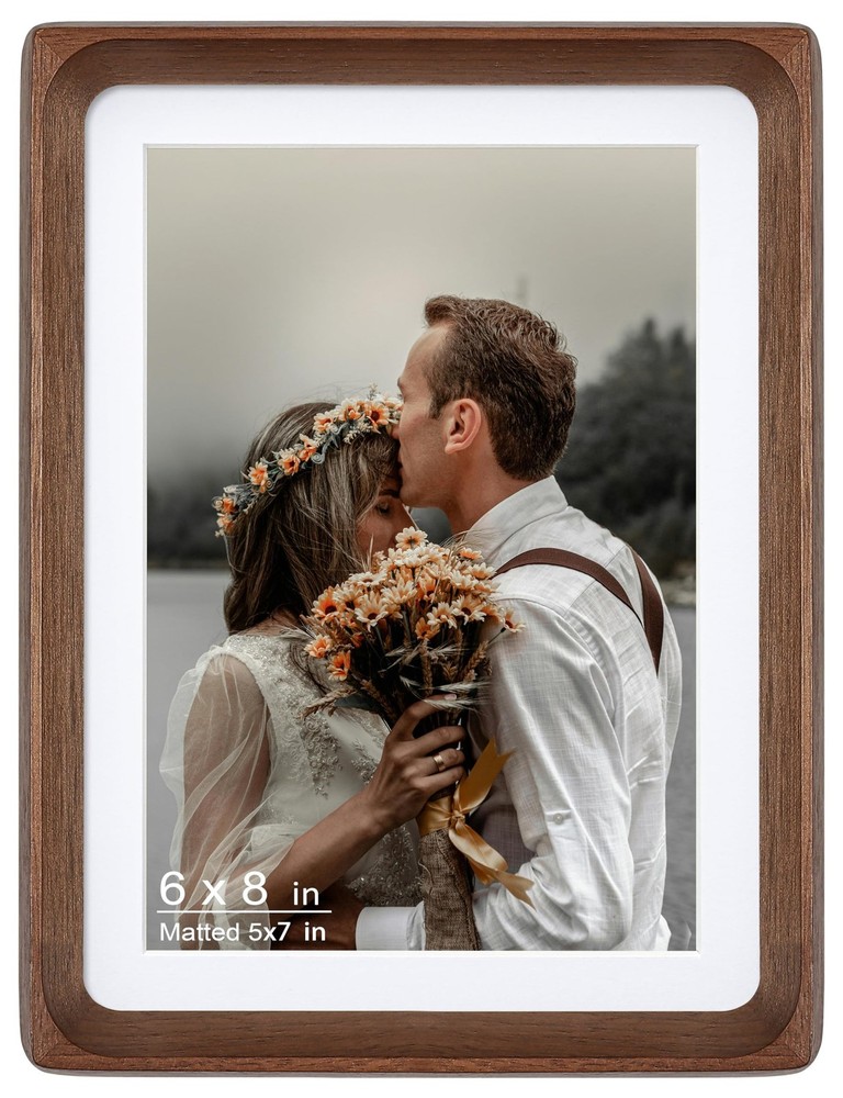 6×8 Picture Frame, Display Photos 5×7 with Mat or 6×8 without Mat, Made of So…