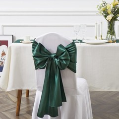50 Pcs Blackish Green Satin Chair Sashes Bows Universal Chair Cover for Weddi…