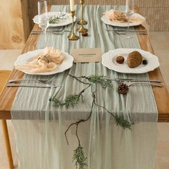 Keketoarrange Sage Green Table Runner 35″x120″(Pack of 1),