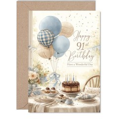 91st Birthday Cards for Men Women – Rustic Birthday – Happy Birthday Card for…