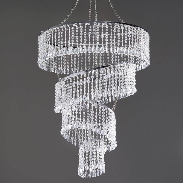  4 Tier Designer Crystal Pendant Lighting Diamond Chandelier Centerpiece – 18″ D