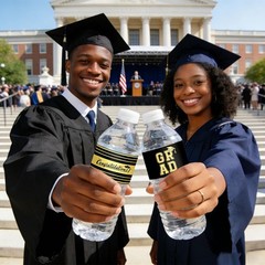 100Pcs Graduation Water Bottle Labels Black Gold Water Bottle Stickers Class of