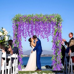 Sggvecsy 6Pcs Wisteria Garland Artificial Flowers Fake 6.2FT, Purple