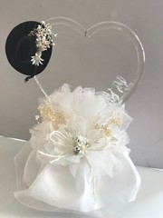 Daisy, Glass Heart and Doves, and Black Cowboy Hat, White Western Cake Topper
