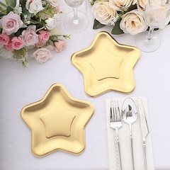 25 MATTE GOLD 7″ Star Shaped Paper Salad Dinner PLATES Party Events Decorations