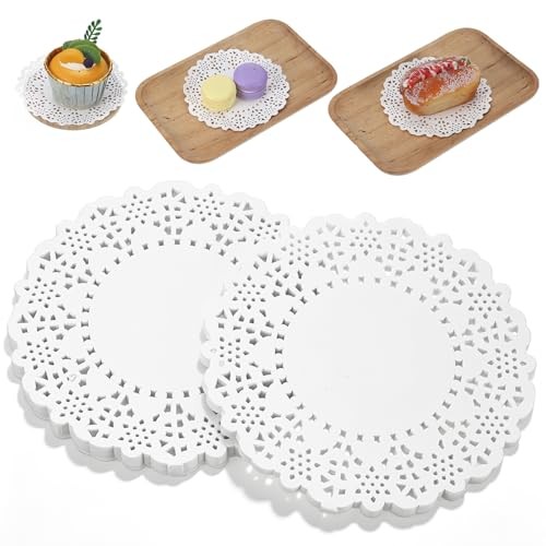 450Pcs 4.5inch White Lace Paper Doilies, Floral Round Decorative Doilies for