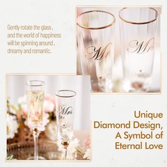 DUJUST Gold Champagne 10.3»*3.1» / 26.2cm*8cm, Diamond Glass