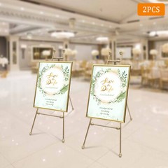 2pcs Golden Wedding Easel Stand Art Exhibition Show Gold Frame Display Stand