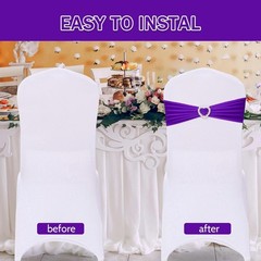 Pack of 30 Spandex Chair Sashes Bows Stretch Chair Cover Band with Buckle Sli…