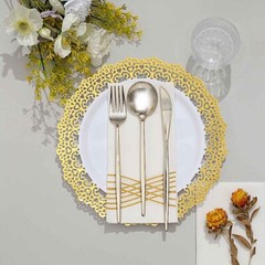 10 WHITE 10″ Round Plastic Salad Dinner PLATES Gold Lace Rim Party Decorations