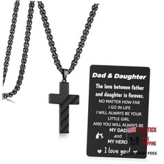 Gift for Dad, Cross Necklace Wallet Card for Dad, Father’s Day Dad&Daughter