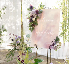 Ling’s Moment, Wedding Faux Flower Sign Corner Decor x2 Purple (Lilac Gold) Set!