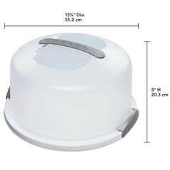 STERILITE Portable Latching Round Cake Server 1 pack White CLEAR Carrier Keeper