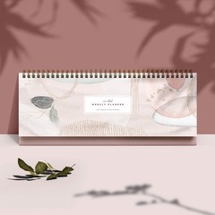 Pink Abstract Non-Dated Spiral Weekly Desk Calendar Planner, 60 Week Inspirat…