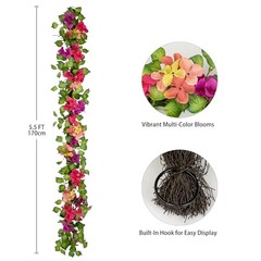 5.5FT Bougainvillea Flower Garland – Artificial Silk Floral Vine Multi-color