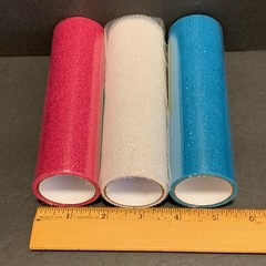 Lot of 3 Glitter Tulle 6” X 3 Yards White Blue Pink Craft