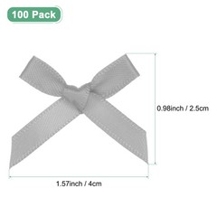 100-Pack Mini Craft Ribbon Bow,1×1.6 Inch for Craft DIY[Light Grey]