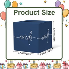 8.7 Inch Navy Blue Silver Foil Paperboard Card Box Birthday Wedding Raffle