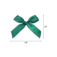 100Pcs Mini Ribbon Bow 1.8 inch Mini Fabric Satin Ribbon Deep Dark Green