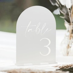 Hoodo Frosted Arch Acrylic Table Numbers 1-30 Stands 5X7 Acrylic Arch Signs And