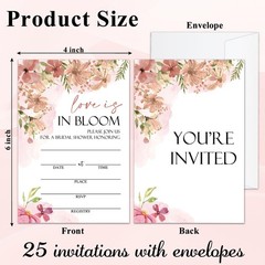 Floral Bridal Shower Invitations, Love Is In 4 inches by 6 inches, multicolor