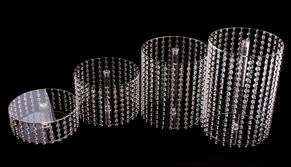 Acrylic cake stand wedding 4 levels etagere aluminium Ø 28 cm crystal round decoration