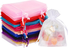 100pcs Small Organza Bags 3×4 inch, Assorted Color Mesh Jewelry Pouches Drawstri