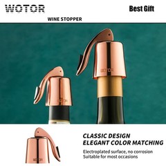 WOTOR Stainless Steel Wine Bottle Stoppers with Silicone – 2 Pack, Rosegold-2