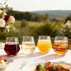 40 Pack 12oz Diamond Plastic Wine Glasses with Gold Rim, Disposable Stemless