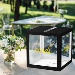 Black Clear Gold Card Box 8.7 Inch Wedding Reception Money Birthday Party
