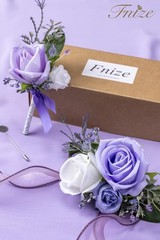 Fnize Purple Corsage and Boutonniere Set for Bride Groom Bridesmaids Groomsme…