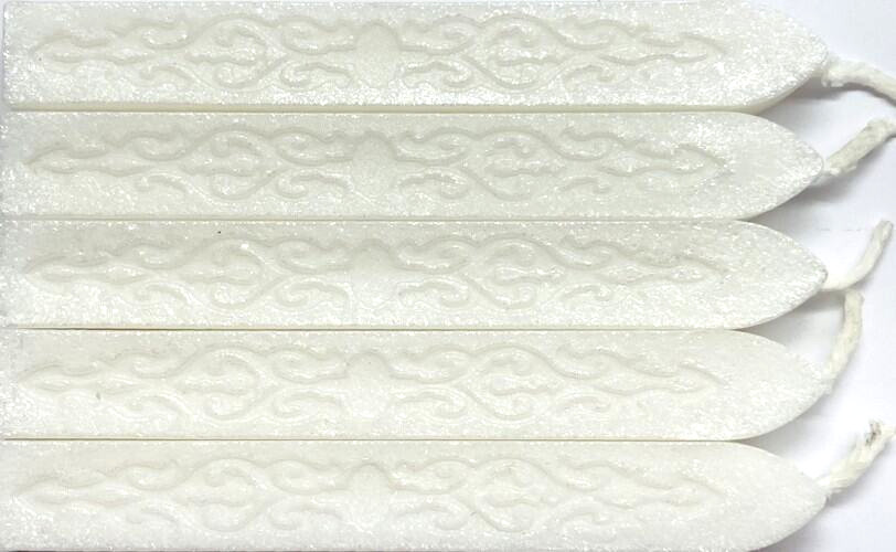 Shimmering White Sealing Wax (with wick), 5 Sticks – Make Beautiful Wax Seals!