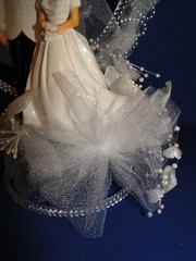 New Elegant Wedding Caketopper with Bride & Groom, decored HEART background #128