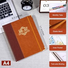 Planner 2026-2027, Leather Two-Tone Planner, 18 Month Weekly and Rust Brown