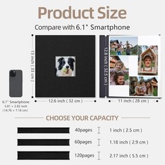 Vienrose Large Photo Album Self Adhesive for 4×6 8×10 10×12 Pictures Magnetic