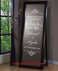 Vintage Wedding Sign Decal Sticker Here’s to Love Laughter Happily Ever After