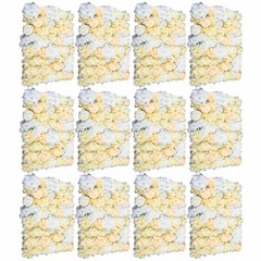 12Pcs Artificial Flower Wall Panel Rose Hydrangea Wedding Party Venue Decor